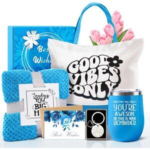 NEW Gift Box Teacher, Nurse,Friend,Self Care Blue Mothers Tumbler, Blanket, Tote